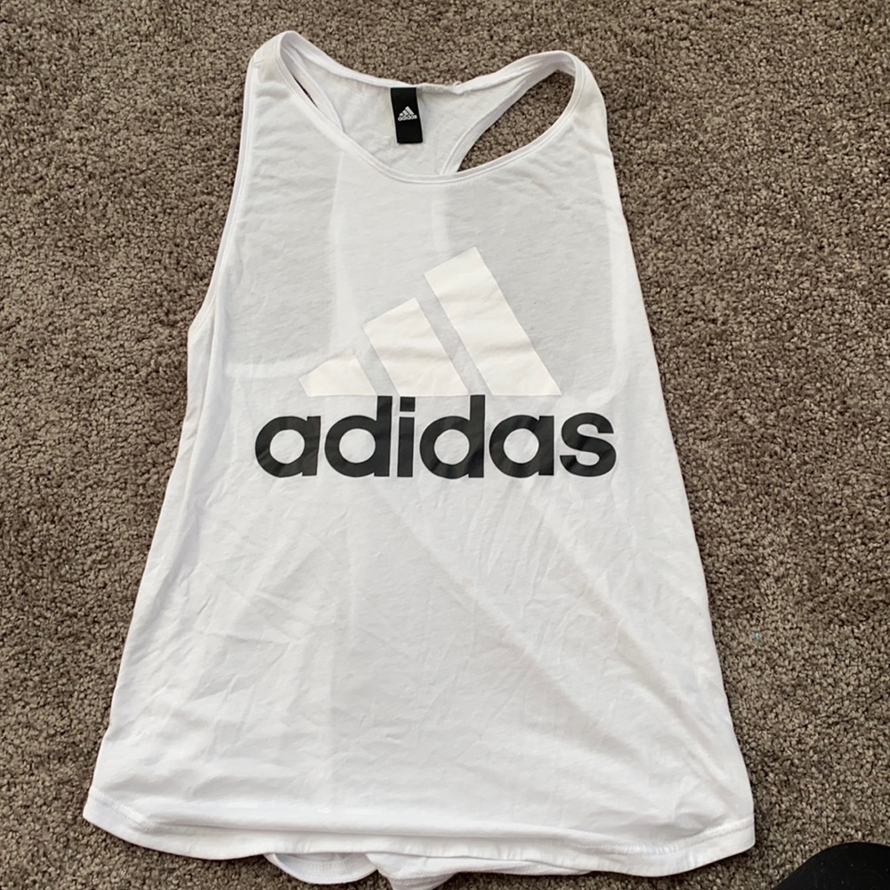 White Adidas racer back tank top